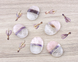 Rose Quartz, Amethyst & Crystal Quartz (3-layered) Palm Stone